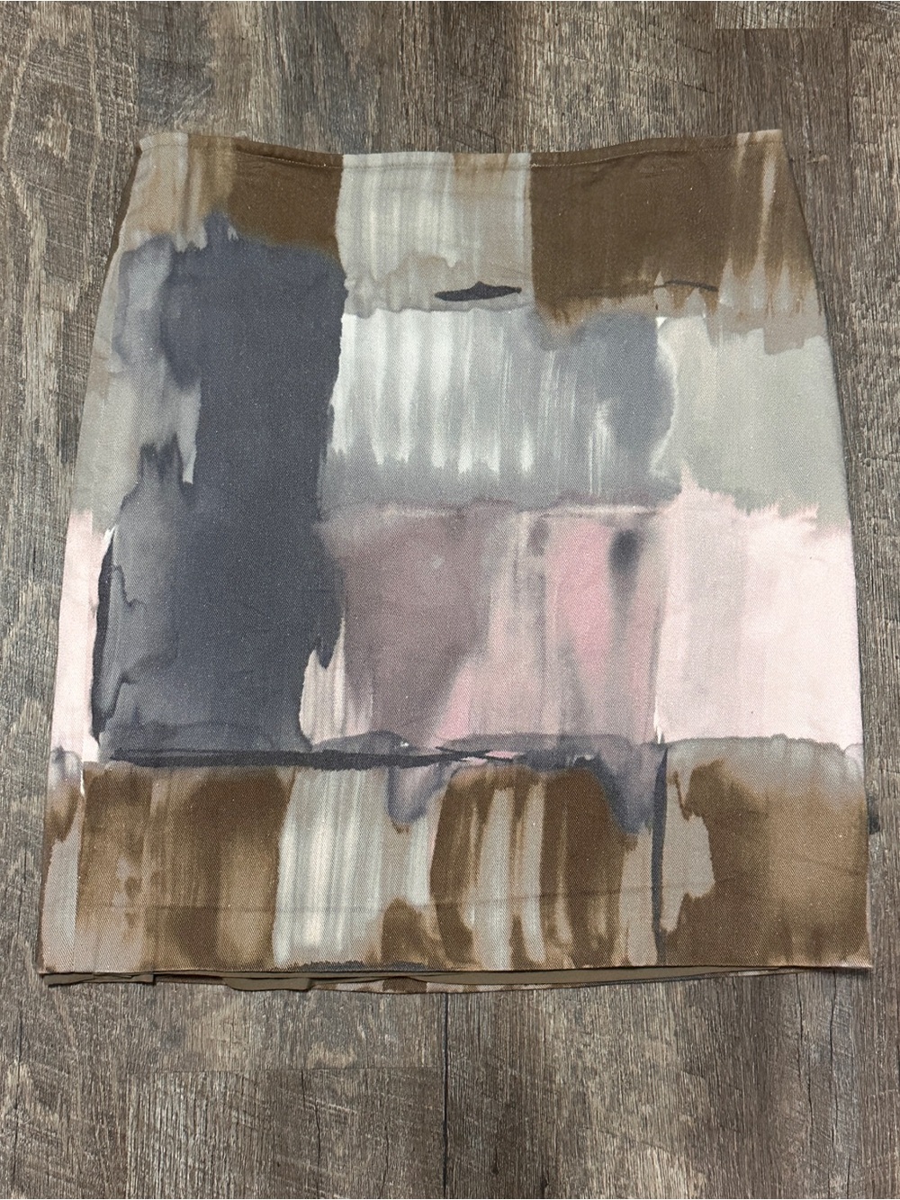 Worth New York Watercolor Abstract Pencil Skirt Made In USA Cotton Blend Size 10